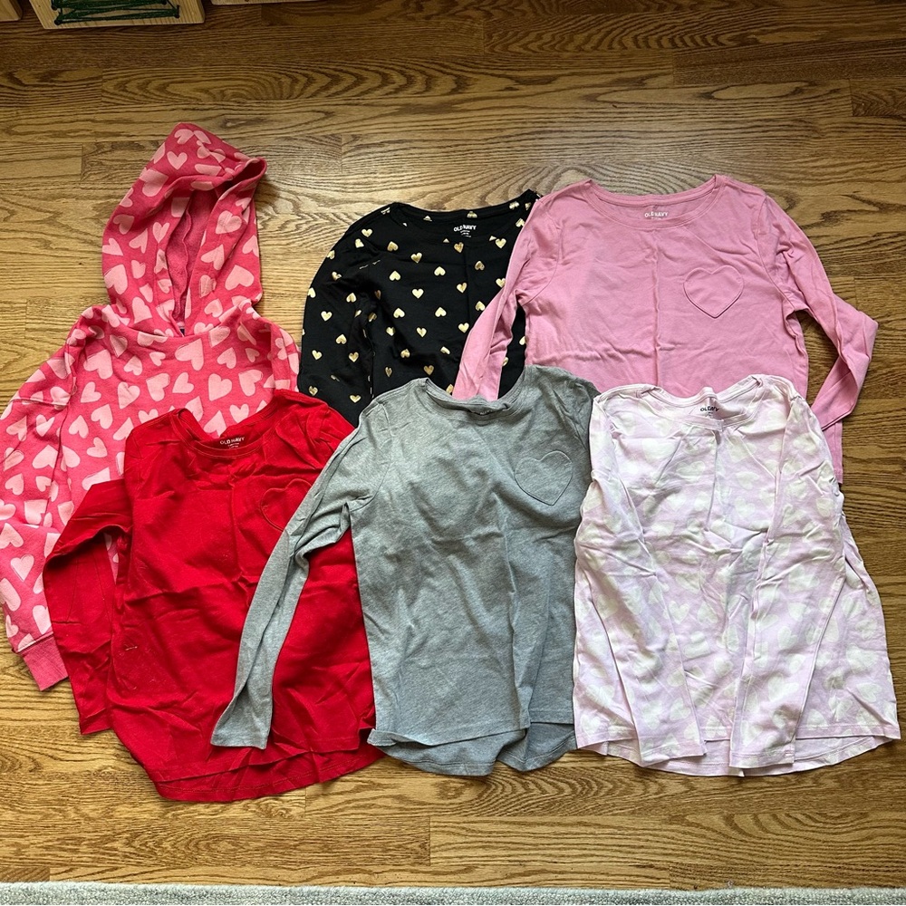 Old Navy Girls Heart Long Sleeve and Sweatshirt Bundle Girl Size 10-12.